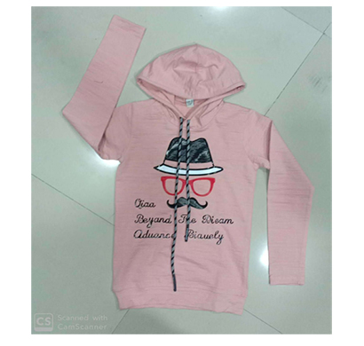 less q (1lq3) branded crush lycra kid's hoody printed t shirt ( pink)